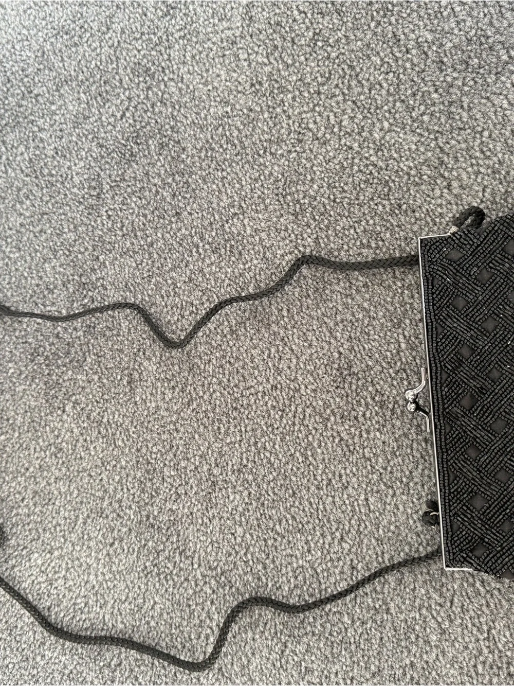 Black Beaded Evening Clutch - Unbranded